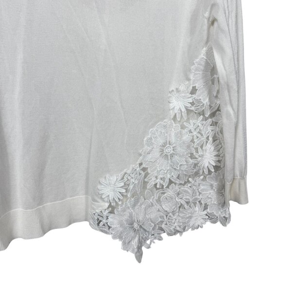 Semicouture Sweater Womens Medium White Embroidered Floral Mesh Lightweight - Picture 5 of 11